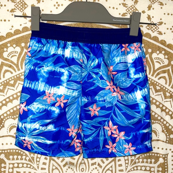 ✨HP✨ NWT “CARTERS” BOYS UPF 50+ BLUE/CORAL SWIM TRUNKS W/TIE WAIST, SIZE 4 - Picture 4 of 6